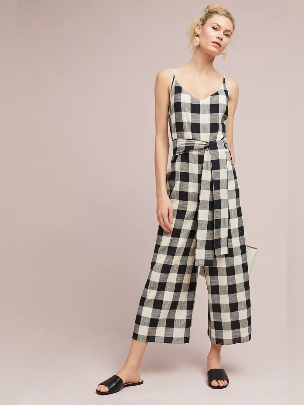 IF BY SEA Gingham Tie-Waist Jumpsuit